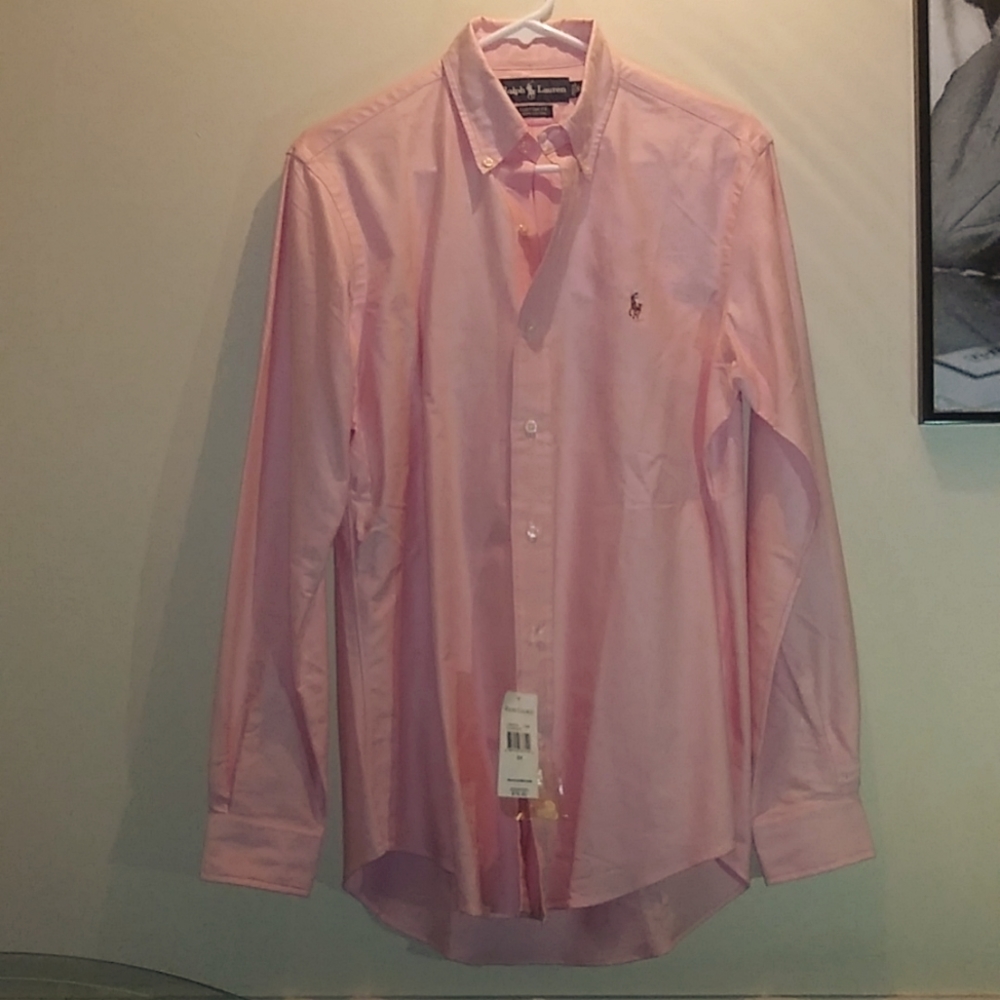 Men's Ralph Lauren Custom Fit Small L/S Button Down Light Pink/Melon Shirt